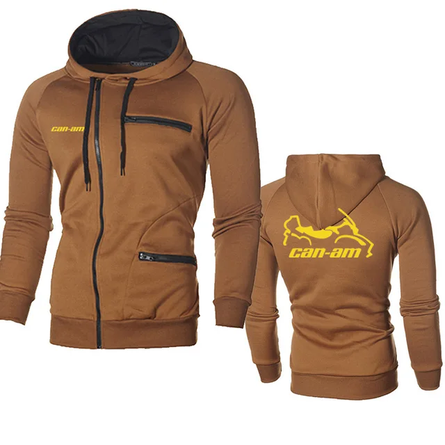 

Autumn winter 2021 zipper Hooded Sweatshirt CAN-AM long sleeve men's hooded sticker warm running sportswear