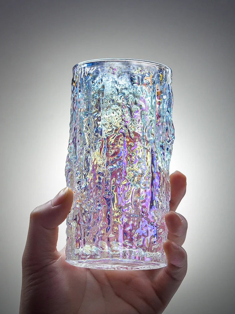 

Apathetic Style Home Glass Water Cup Children Ins Boys Summer Beer Milk Senior Sense Glacier Pattern Arts and Crafts Give Gifts