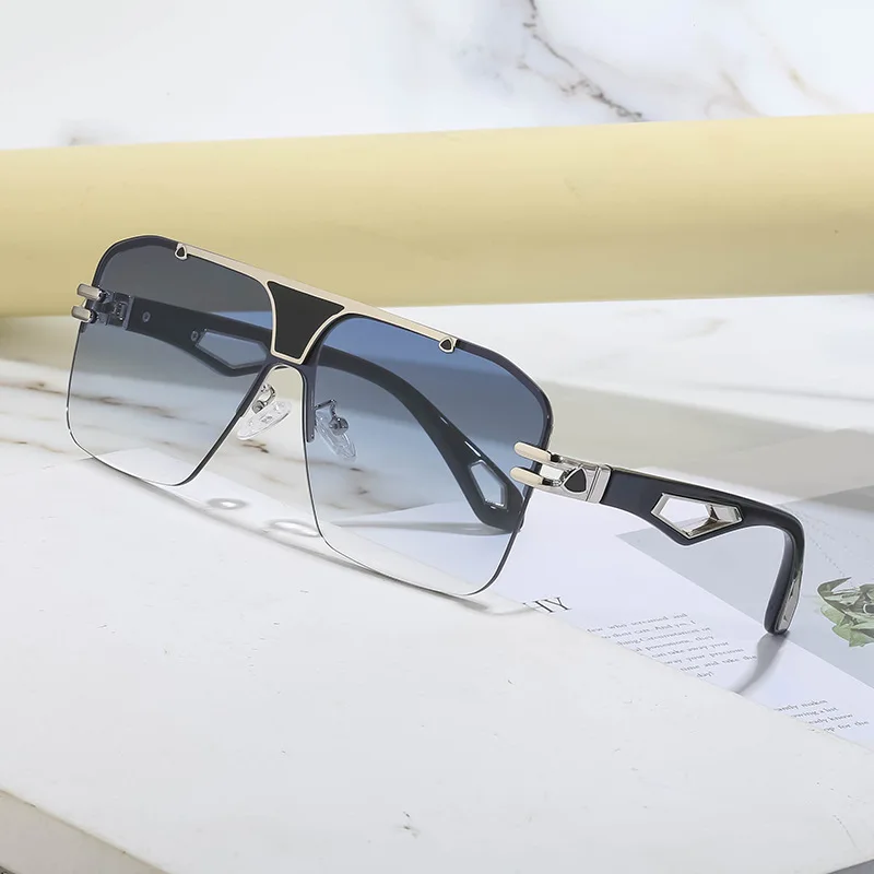 

Square Half Frame Gradient Sunglasses For Me Women Brand Design Trendy Retro Male Ladies Driving Fishing Beach Glasses Eyewear