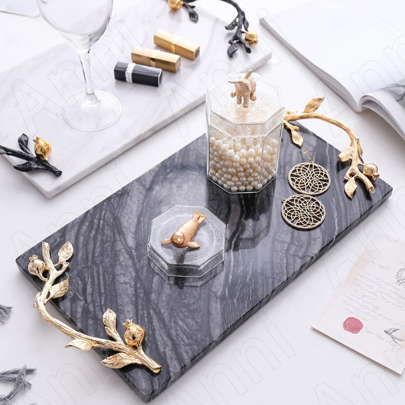 

Natural Marble Storage Trays Decorative Cake Fruit Tray Jewelry Cosmetic Display Tray Household Bathroom Toilet Plate Home Decor