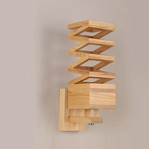 Скандинавский китайский деревянный светодиодный настенный светильник