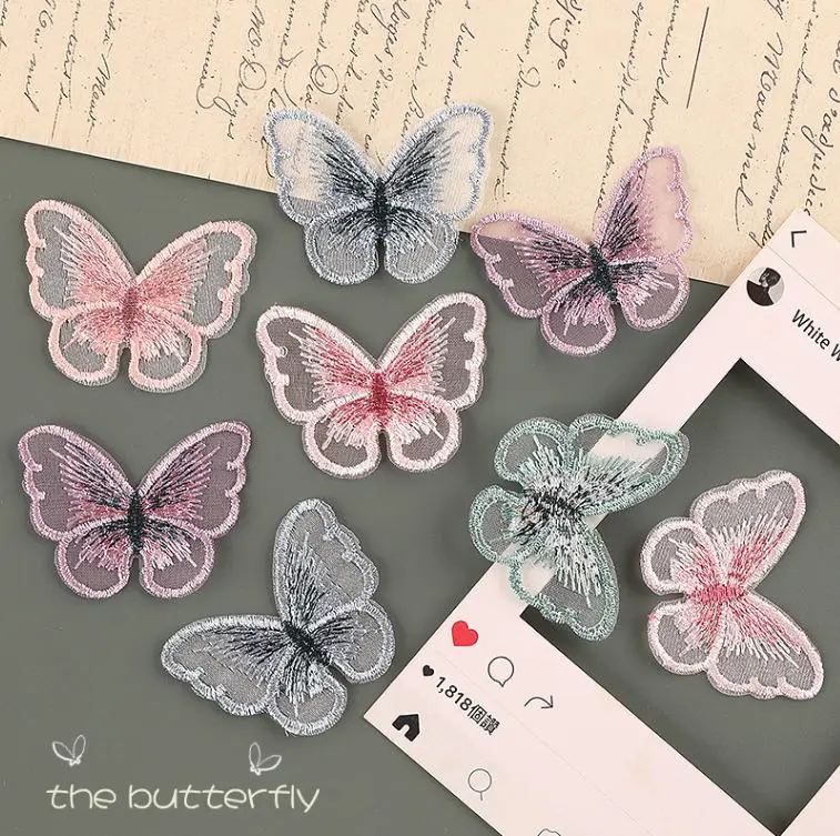 

10 Pcs Lace Embroidery Butterfly Patches Organza Clothing Hat Bag Shoe Repair Material Phone Gift Box Decor DIY Accessory