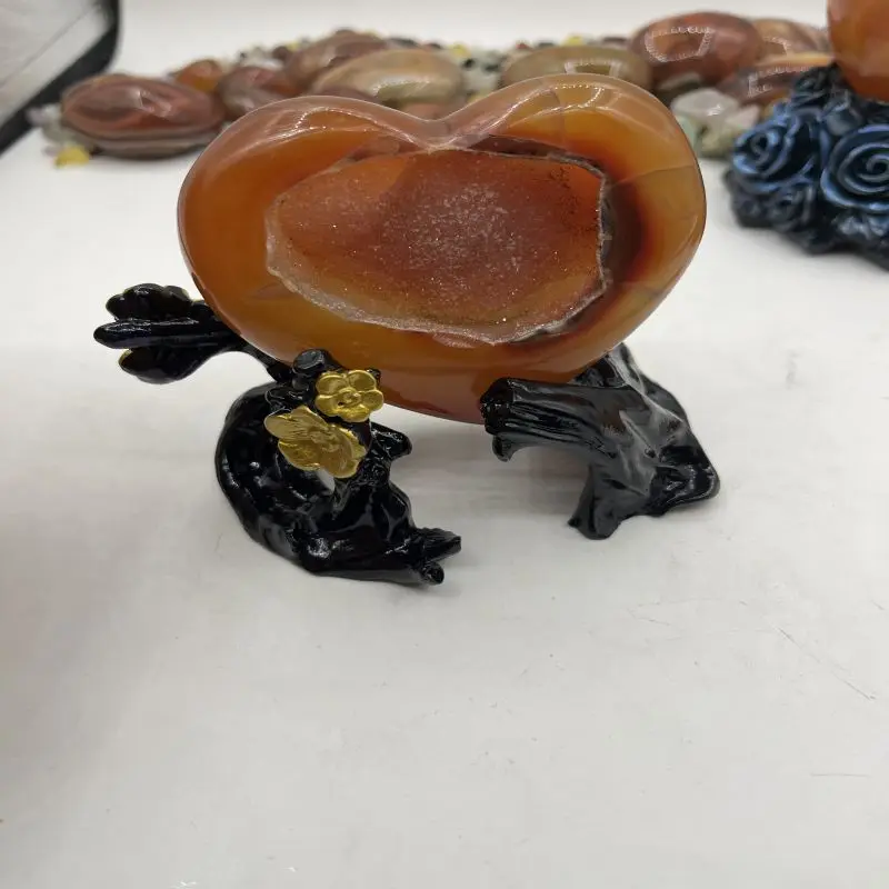 20Pcs Natural Crystal Raw Stone Opening Smile With The Base Golden Epidermal Crystal Precipitation Exquisite Decorative Ornament