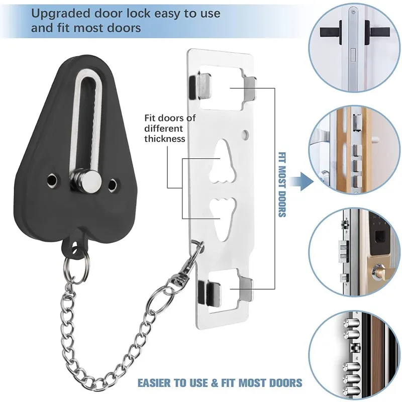 

Portable Door Lock Double Hole Security Door Locker Lockdown Lock Latch Door Lock Security Devices for Travel School home