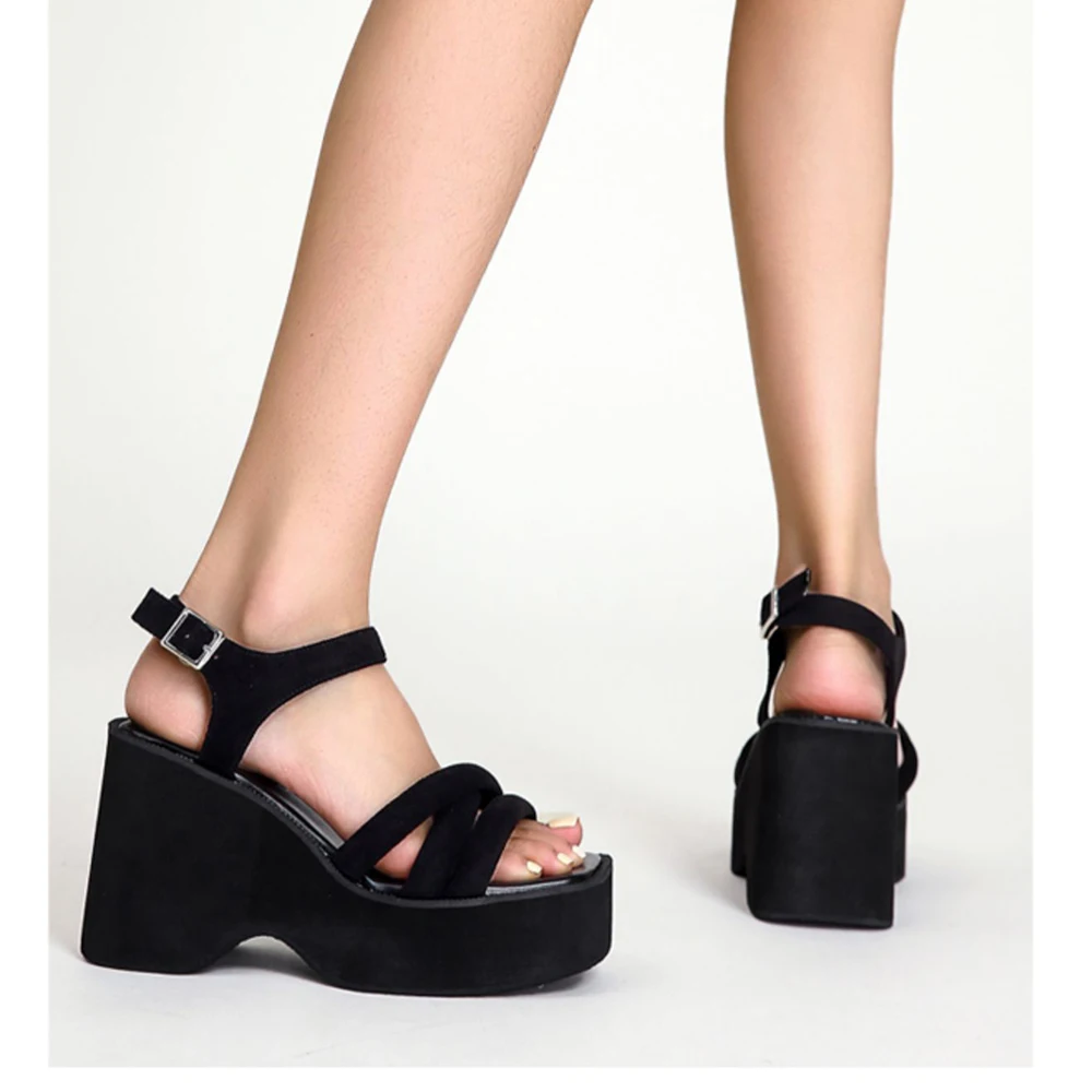 

Platform Wedges Sandals For Women Buckle Strap Open Toe Summer Hot Sale Goth Shoes Woman 2022 New Arrivals Fashion Comfy Brand