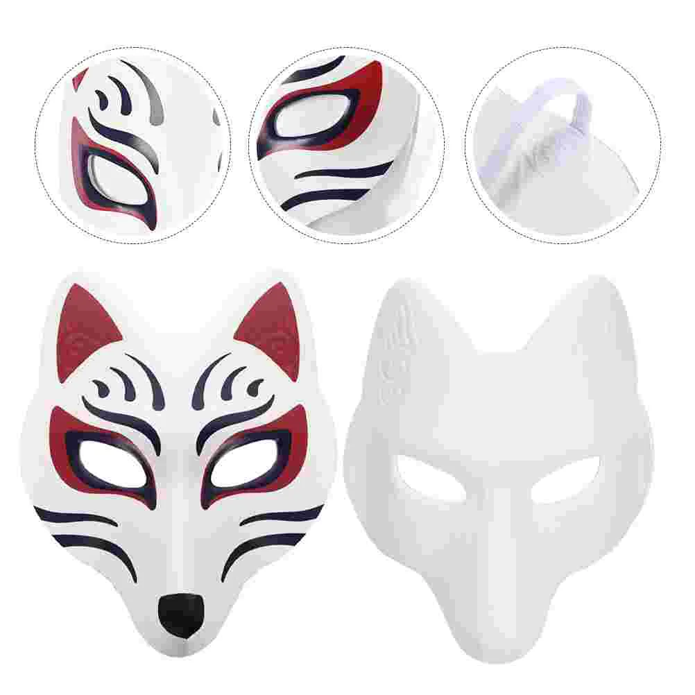 

2 Pcs Fox Mask Masquerade Masks Women Base Blank Teenagers Halloween Props Embryo DIY Prom Unpainted White Bulk Cosplay