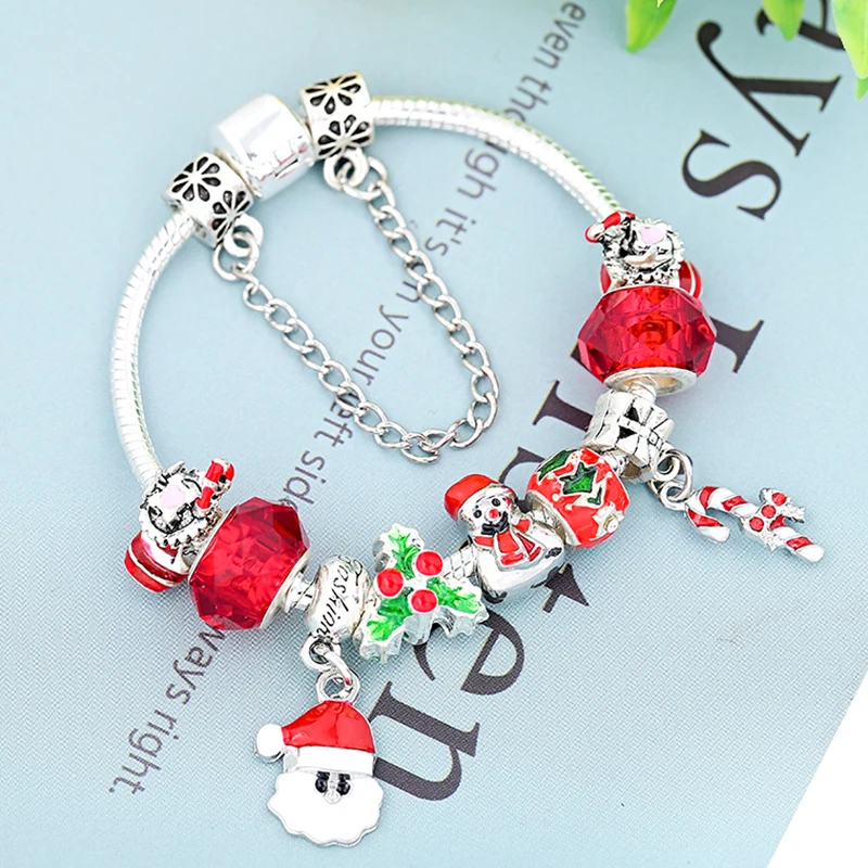 Высокое качество милые подвески Санта-Клауса браслет-подвеска подходит для