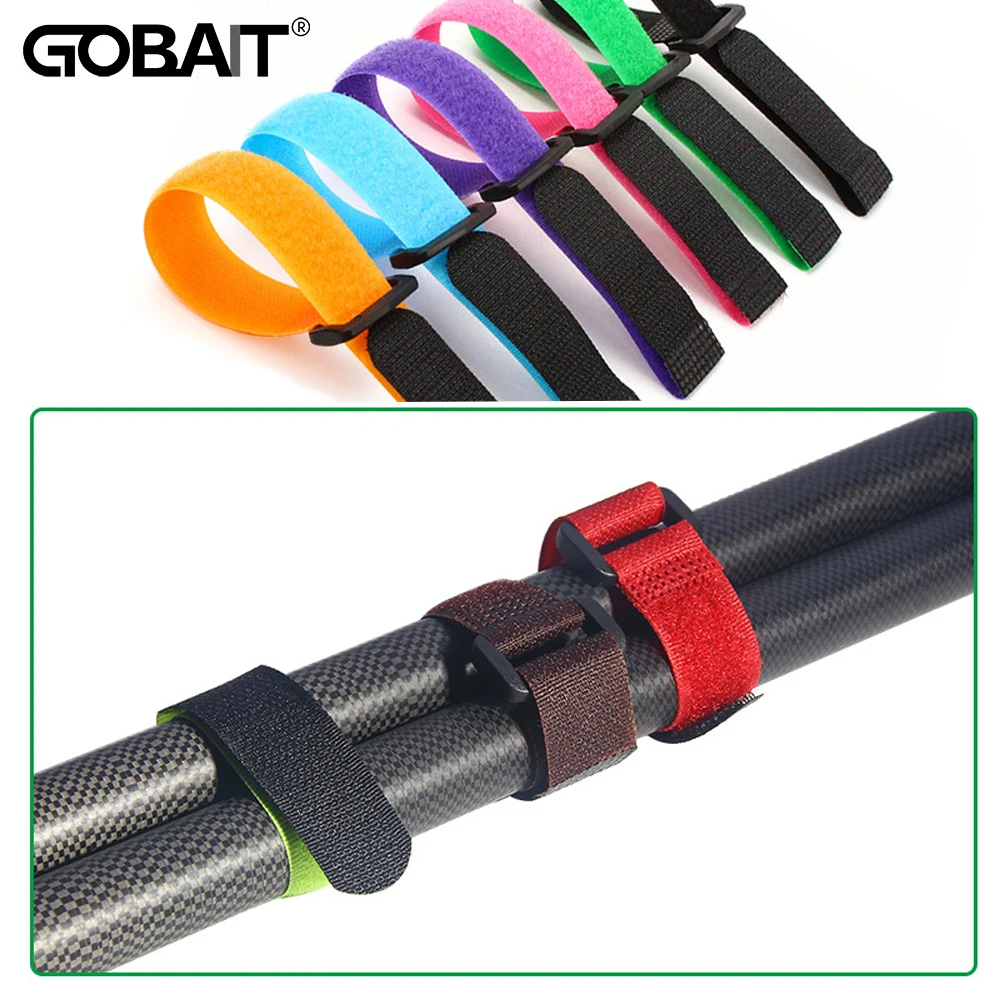 

Fishing Rod Tie Holder Colorful Adjustable Cord Straps Reusable Cable Ties Suspender Fastener Hook Loop Belt Strapping Wrap Band