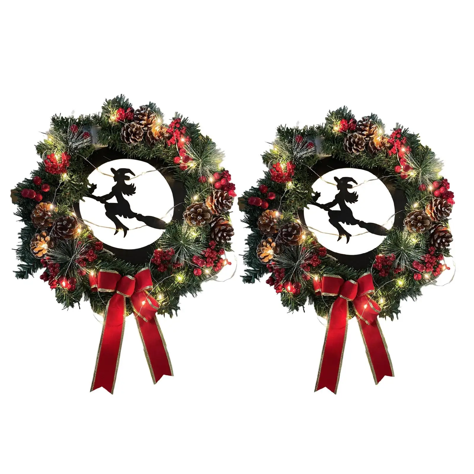 

Искусственный венок, Рождественская настенная подвесная гирлянда светильник шением, сосновые конусы для двери, новогоднее, праздничное, св...