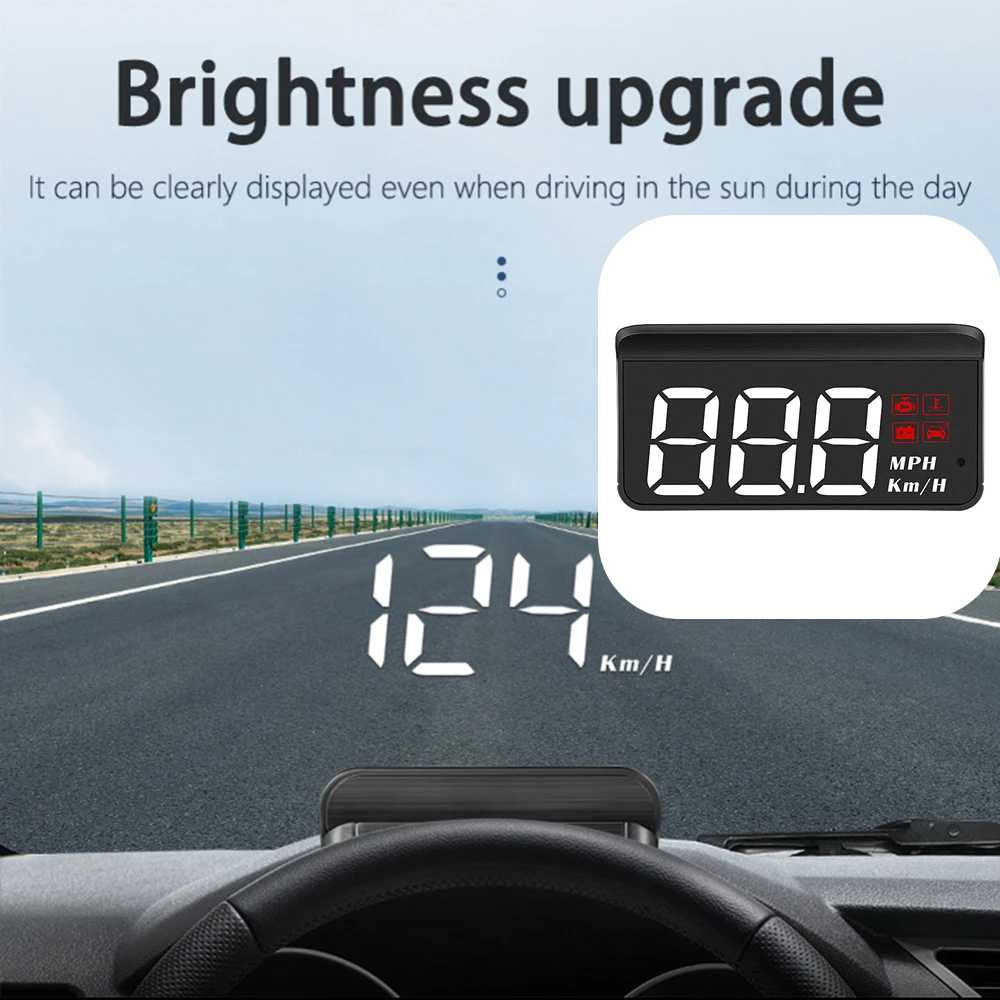 

Car Head-up Display Integrated Shading Design Windshield Car Speed Projector Digital Speedometer Temperature Display