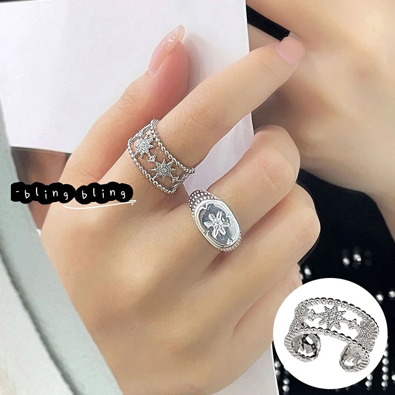 

Женское кольцо со звездой из серебра 100% пробы с цирконом