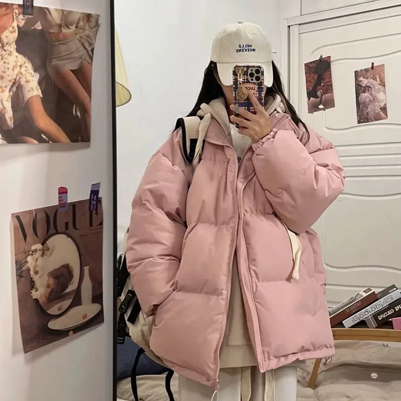 GRELLER Short Jacket Woman Parkas Fall Winter 2022 Thicken Warm Spliced Coat Oversized Korean Fashion Loose Puffer Outerwear