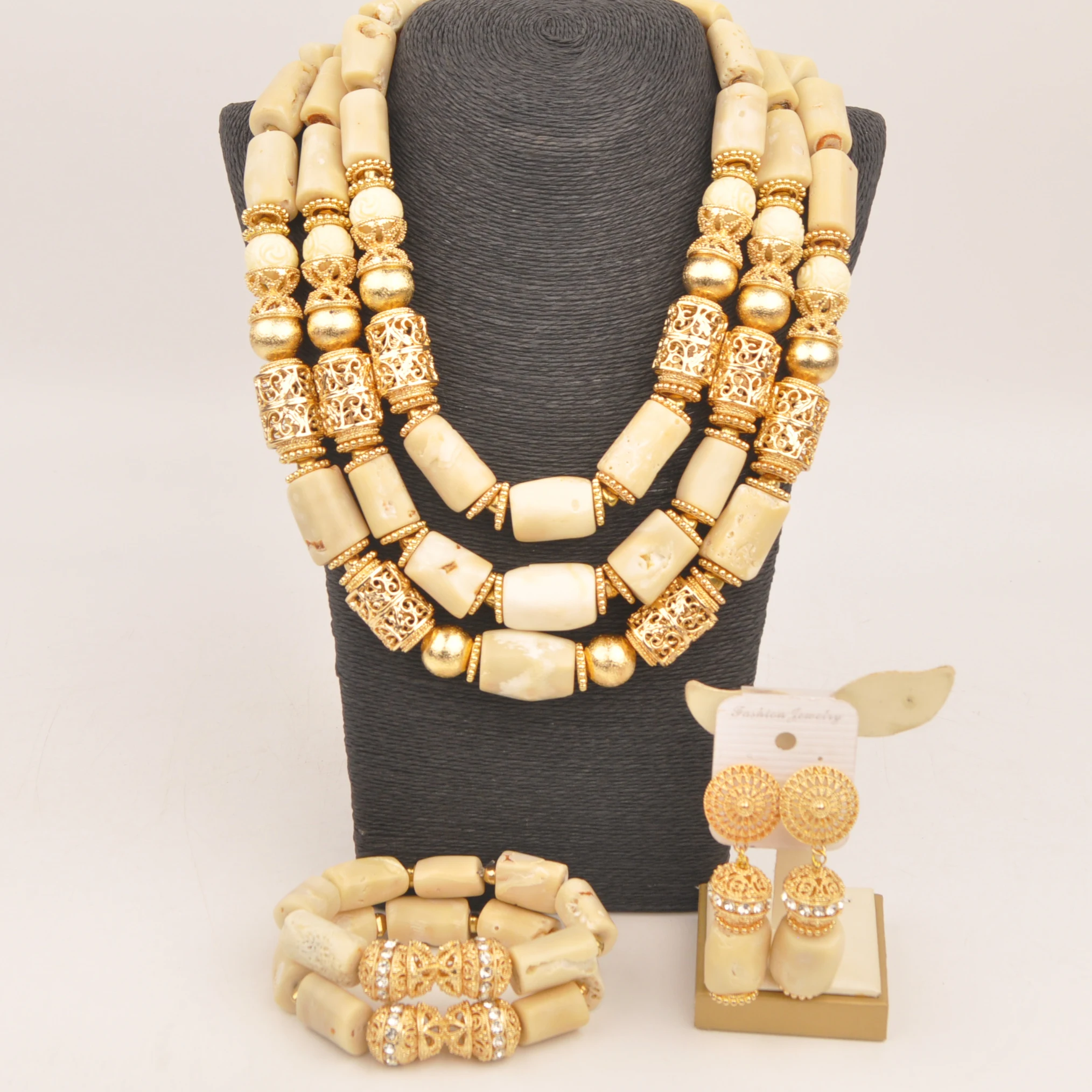 Модное Африканское ожерелье с натуральными белыми коралловыми бусинами