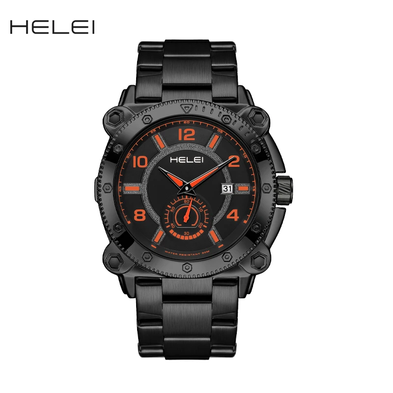 Часы наручные HELEI Мужские кварцевые модные спортивные повседневные светящиеся с