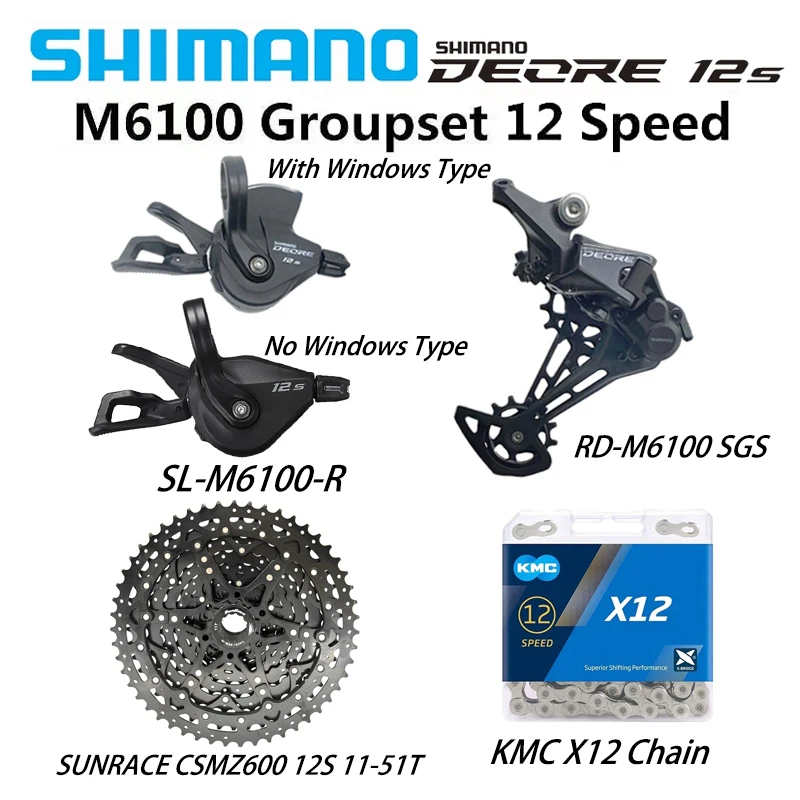 

SHIMANO SLX M6100 1x12 Speed Groupset with Shifter Rear Derailleur CSMZ600 Cassette Sprocket 11-51T CN-M6100 Chain Original