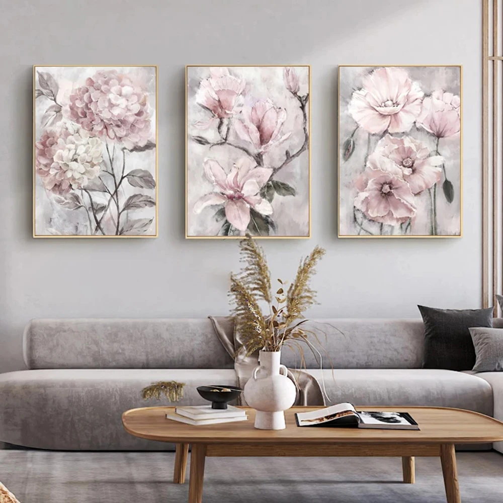 

Современный акварельный постер с розовыми цветами, Настенная картина на холсте, украшение комнаты, скандинавские принты, настенные картины для гостиной, домашний декор