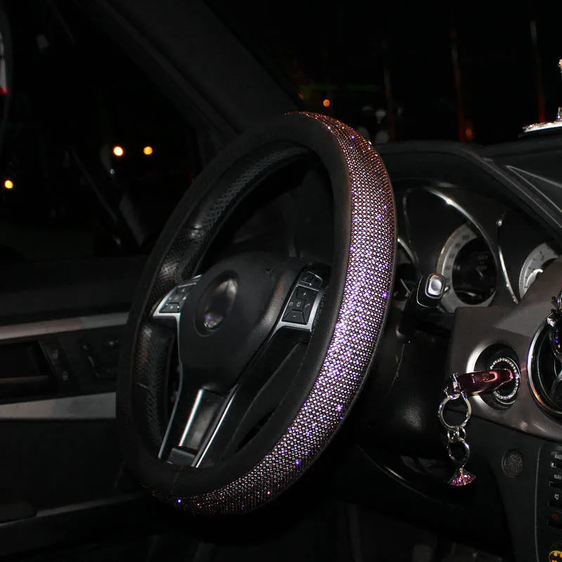 Purple Steering Wheel Cover Noble Rhinestone Diamond Crystal Car Decoration Cute for Women Accessories Purple Steering Wheel Cover Noble Rhinestone Diamond Crystal Car Decoration Cute for Women Accessories