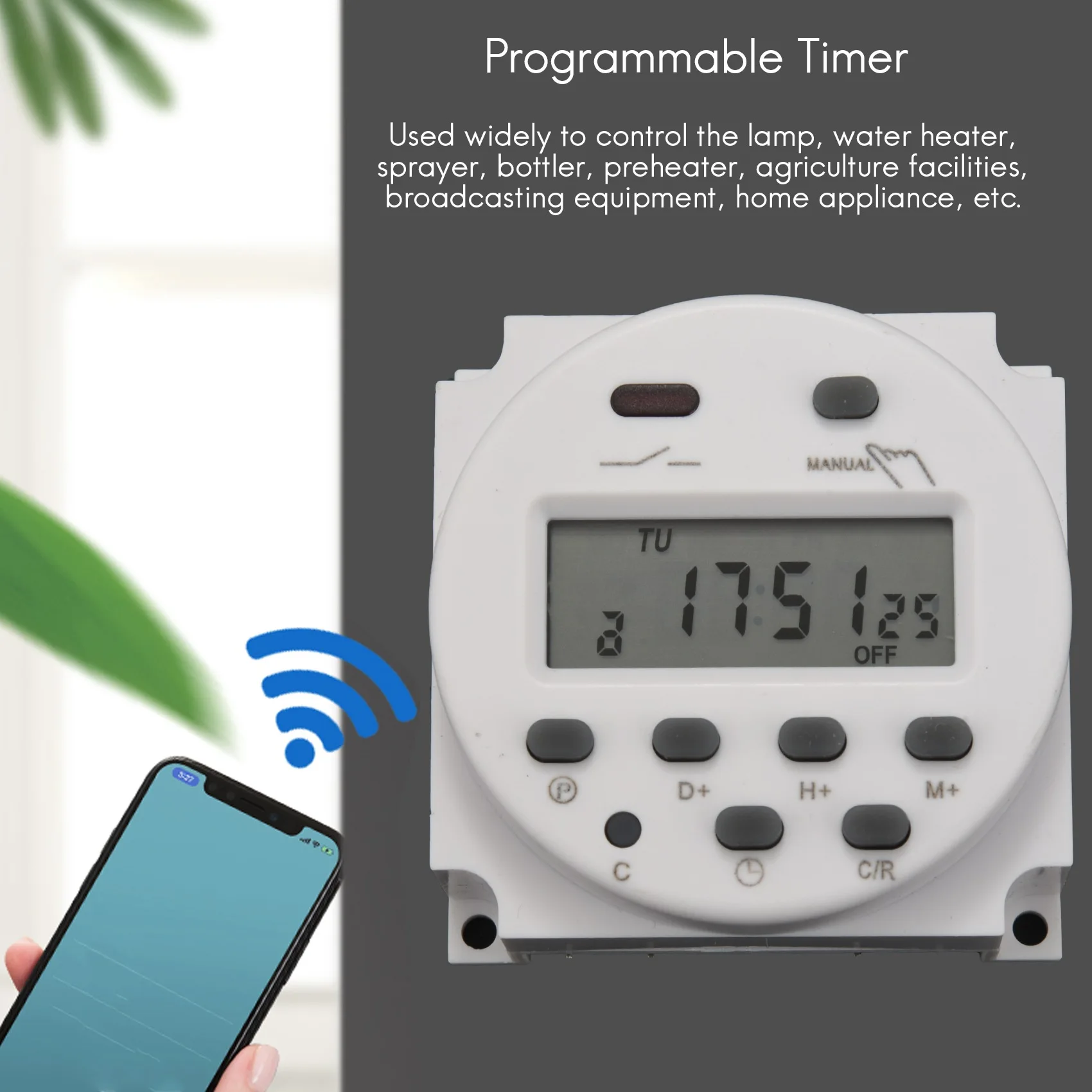 Цифровой ЖК-дисплей постоянного тока 12 В программируемый таймер реле времени 16 А