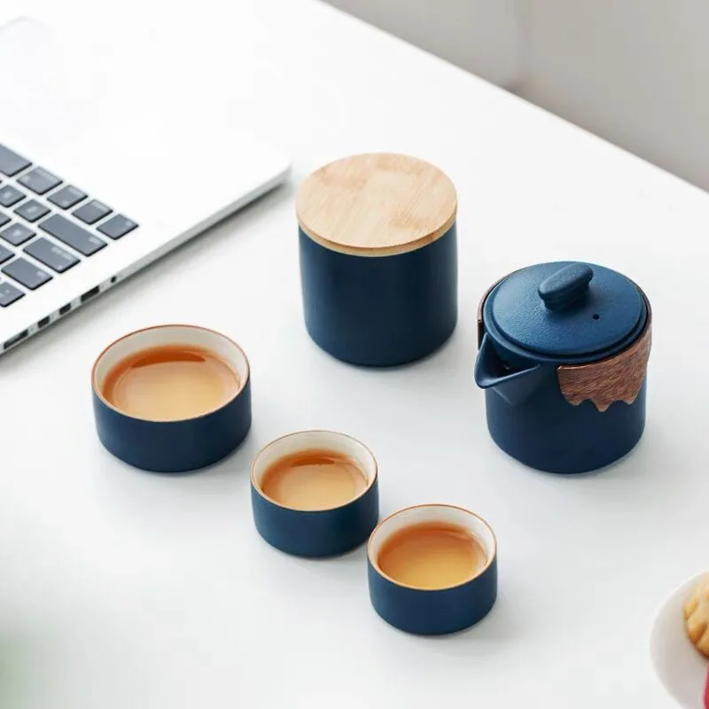 Керамическая простая креативная черная керамика один горшок две чашки