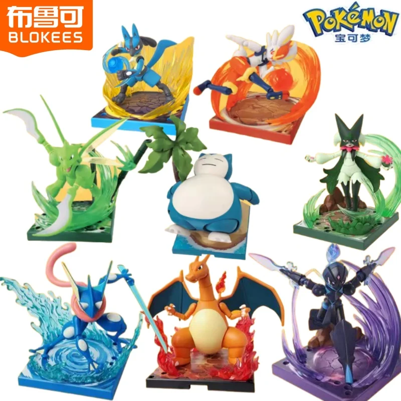 Фото BLOKEES Pokémon Greninja Charizard Snorlax игрушечная модель сборка украшение для рабочего стола коллекционные подарки игрушка для детей №1