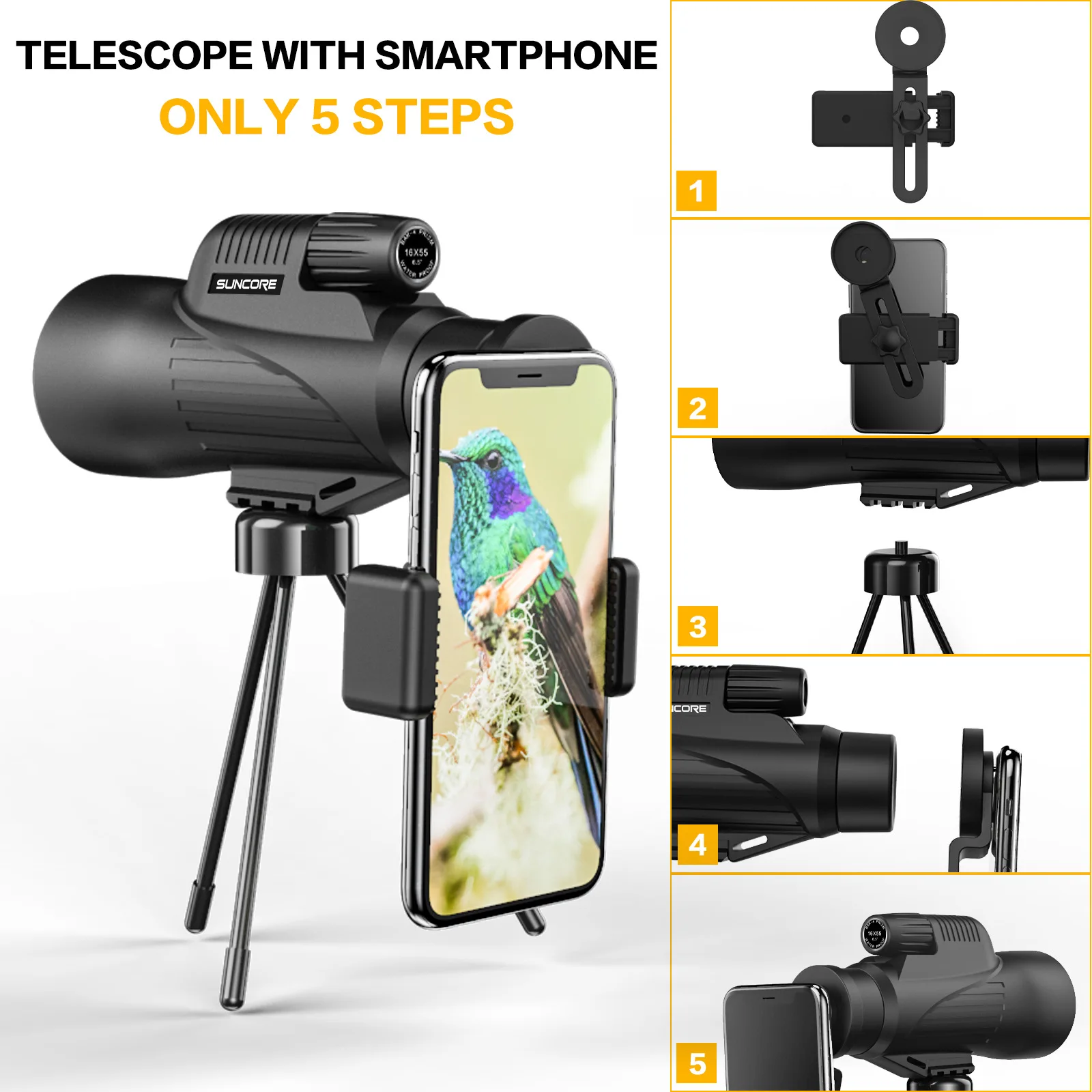 

12X50 High-power High-listing Waterproof Zoom Monoculars Suitable for Bird Watching Wild Animal Hunting Camping Hiking