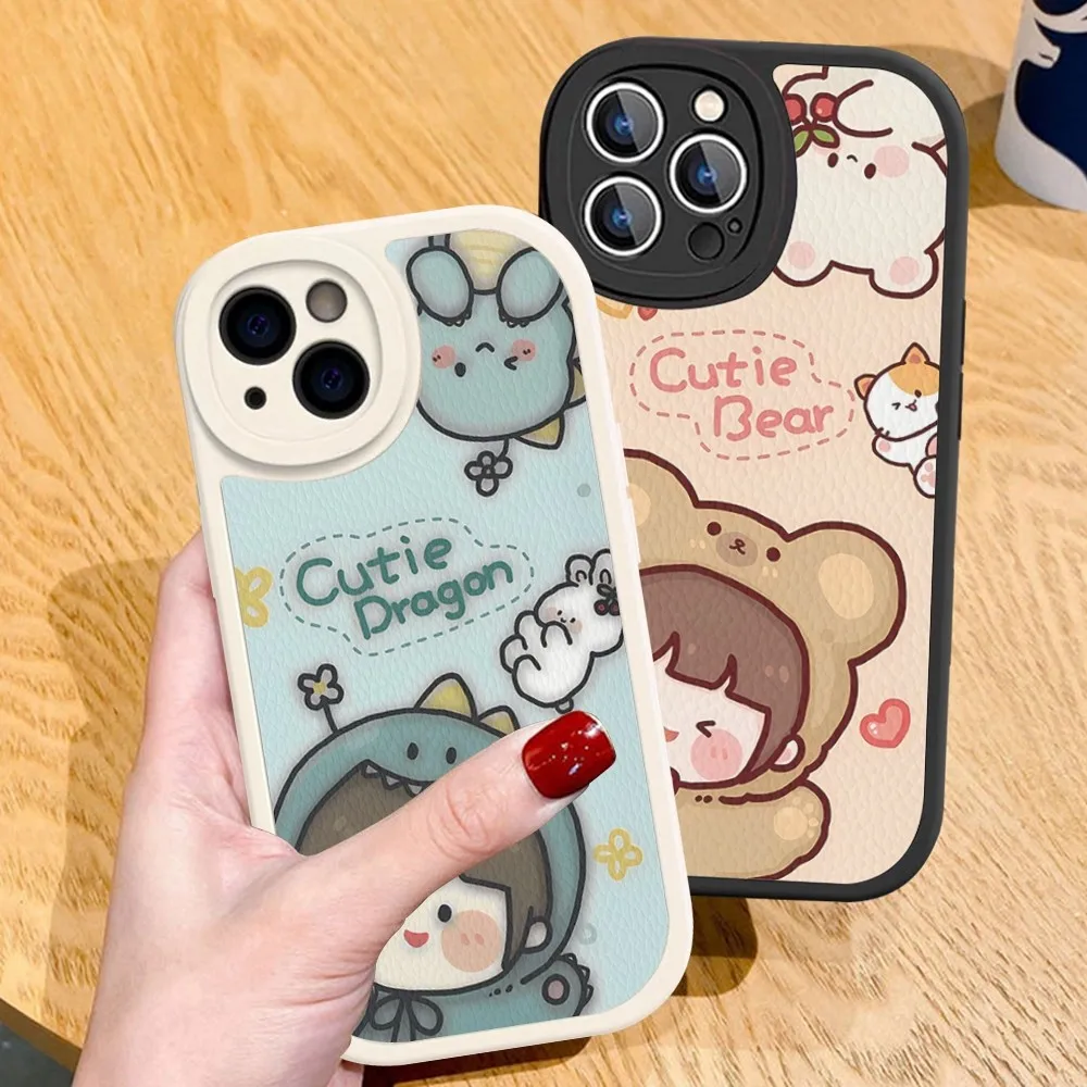 

INS Cartoon Kawaii Girls Phone Case Hard Leather For iPhone 14 13 12 Mini 11 14 Pro Max Xs X Xr 7 8 Plus Fundas