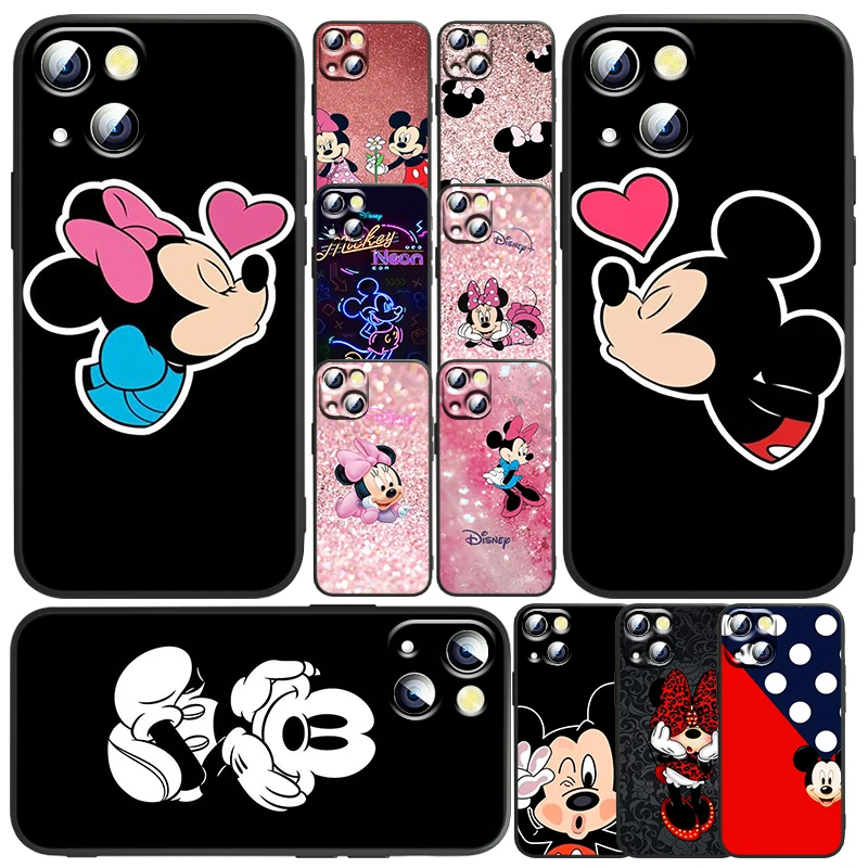 

Cute Minnie Mickey Mouse Phone Case For Apple iPhone 14 13 12 11 SE XS XR X 7 8 6 mini Plus Pro MAX Soft Funda Black Cover