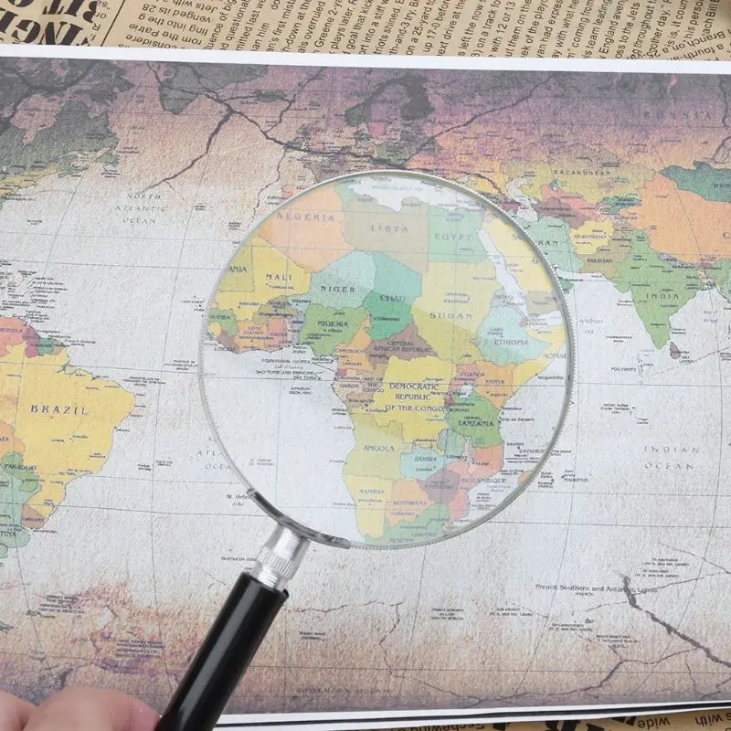 

5X увеличительное стекло, ручная лупа для чтения с нескользящей мягкой ручкой, 3 размера