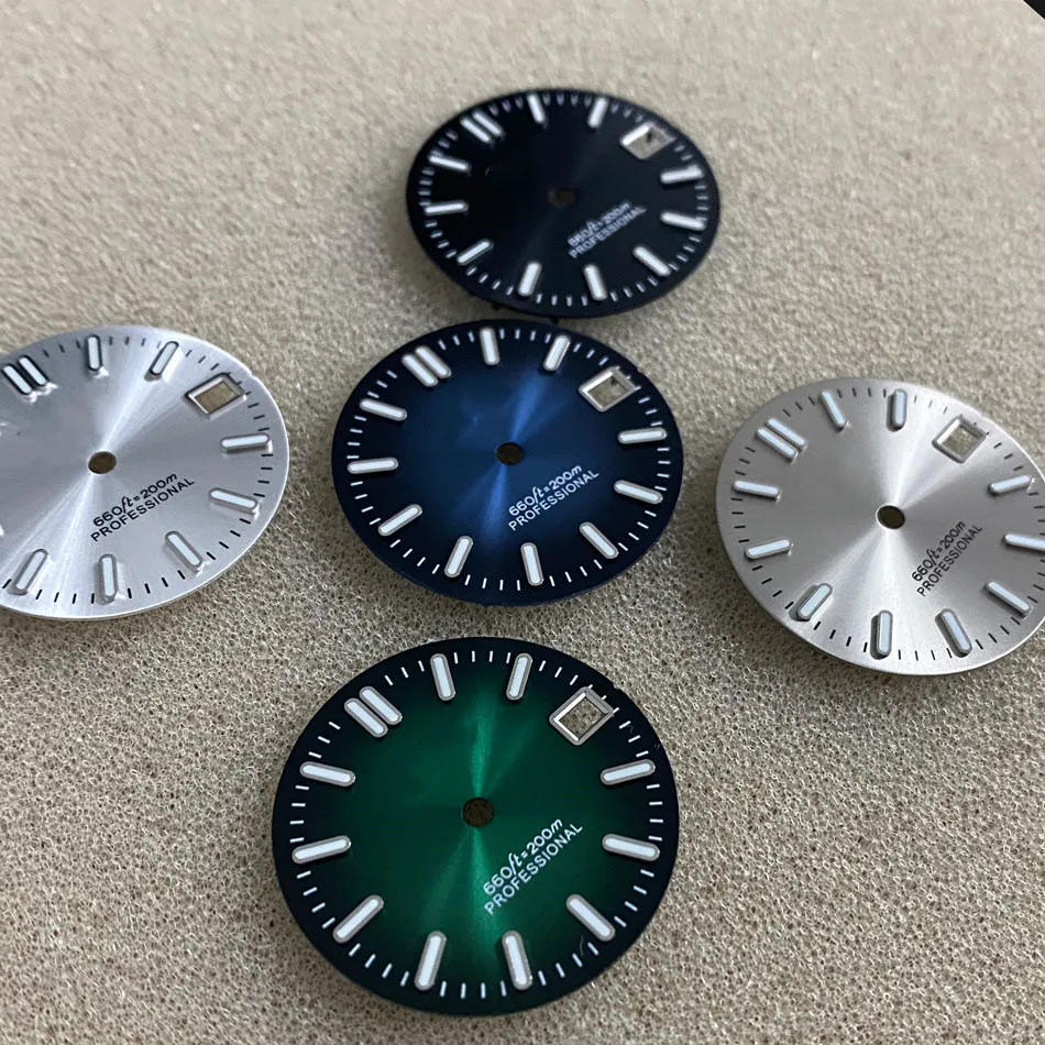 Watch accessories sunburst dial black blue white  striped nails C3 luminous NH35/36 automatic movement Date S logo NH35 case