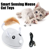 smart sensing mouse cat toys interactive electric stuffed toy cat teaser self playing usb charging kitten mice toys for cats pet