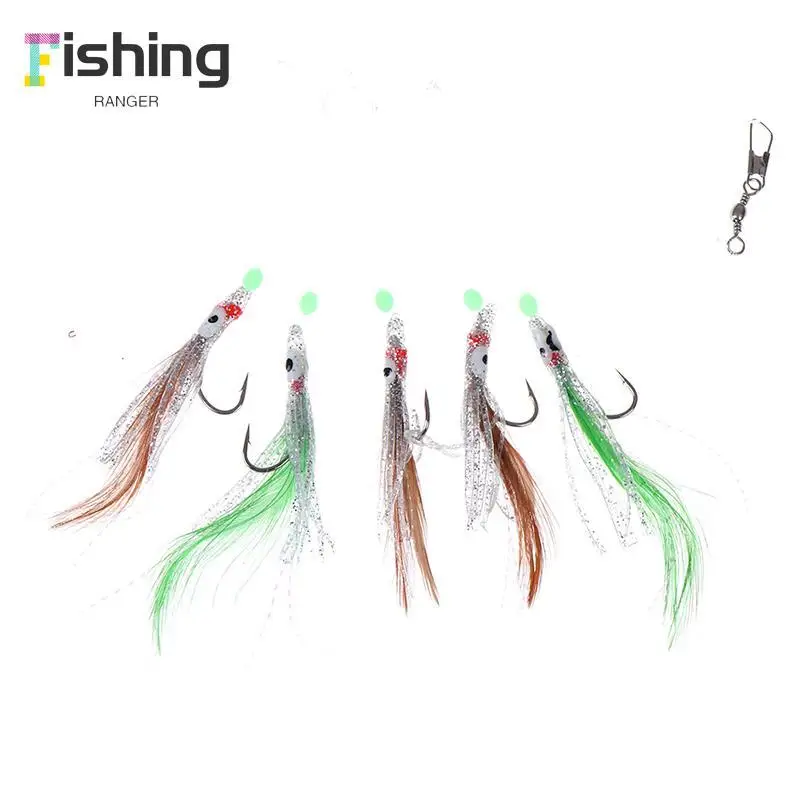 

5 In 1 Night Luminous Soft Fishing Lure Fishhook Octopus Feather Fishing Bait