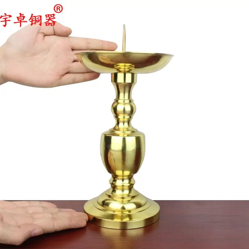 

Бронзовый подсвечник Yuzhuo из чистой меди, Латунный Подсвечник, медный восковой круглый сиденье, глянцевый подсвечник, поделки, украшения