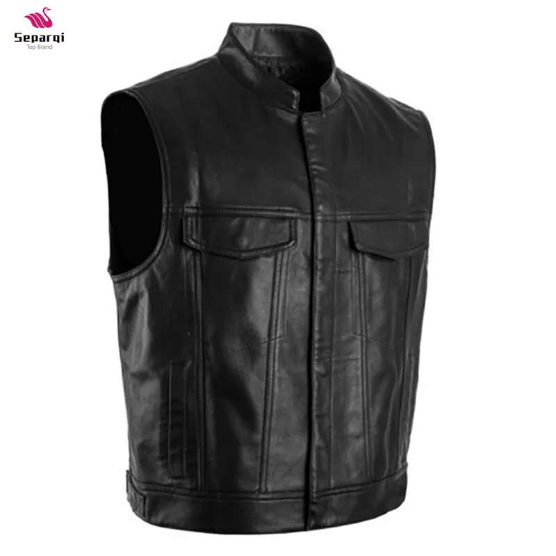 Men's Vest Leather Jacket Vest Sleeveless Casual Pu Streetwear Punk Hip Hop Black Cool Retro Style Motorcycle Jacket