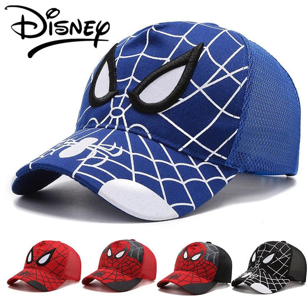 

Disney Spider-Man Hat Children Men and Women Summer Baseball Embroidery Mesh Breathable Sunscreen and Cute Children's Net Hat