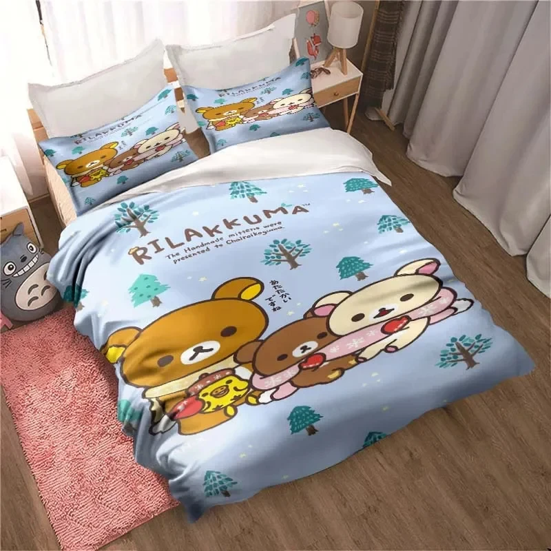 Комплект постельного белья Cute Rilakkuma Bear Kawaii пододеяльник одеяло наволочка King Queen