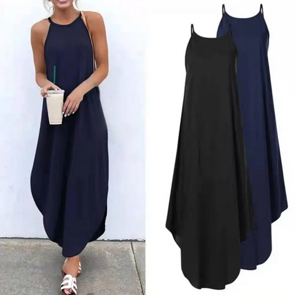 

Женское повседневное свободное облегающее платье с асимметричным подолом, сарафан, платье без рукавов для пляжа