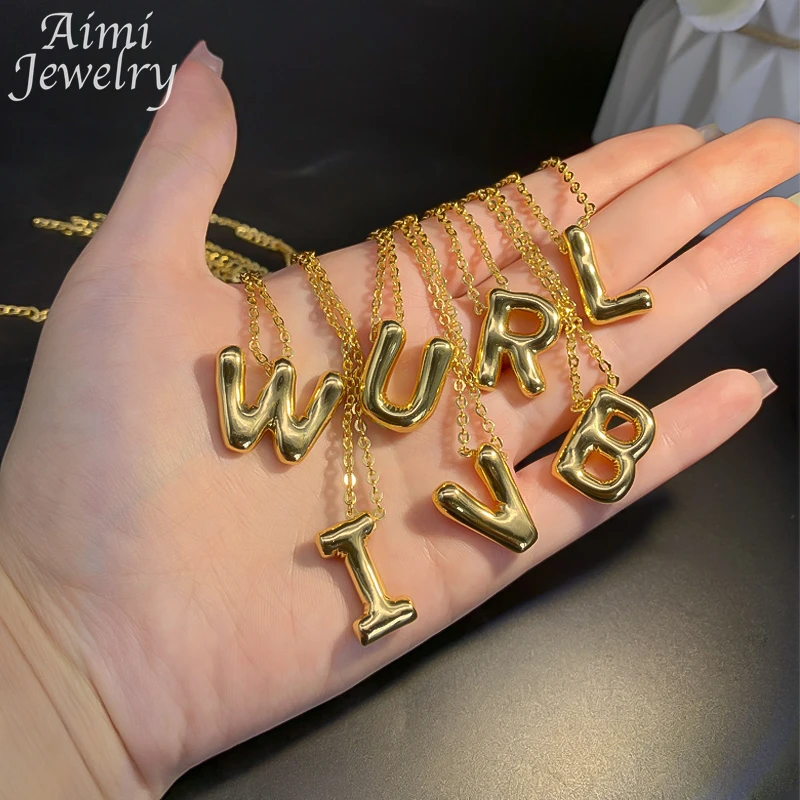 Ожерелье с подвеской в виде пузырчатой буквы для женщин золотые искусственные