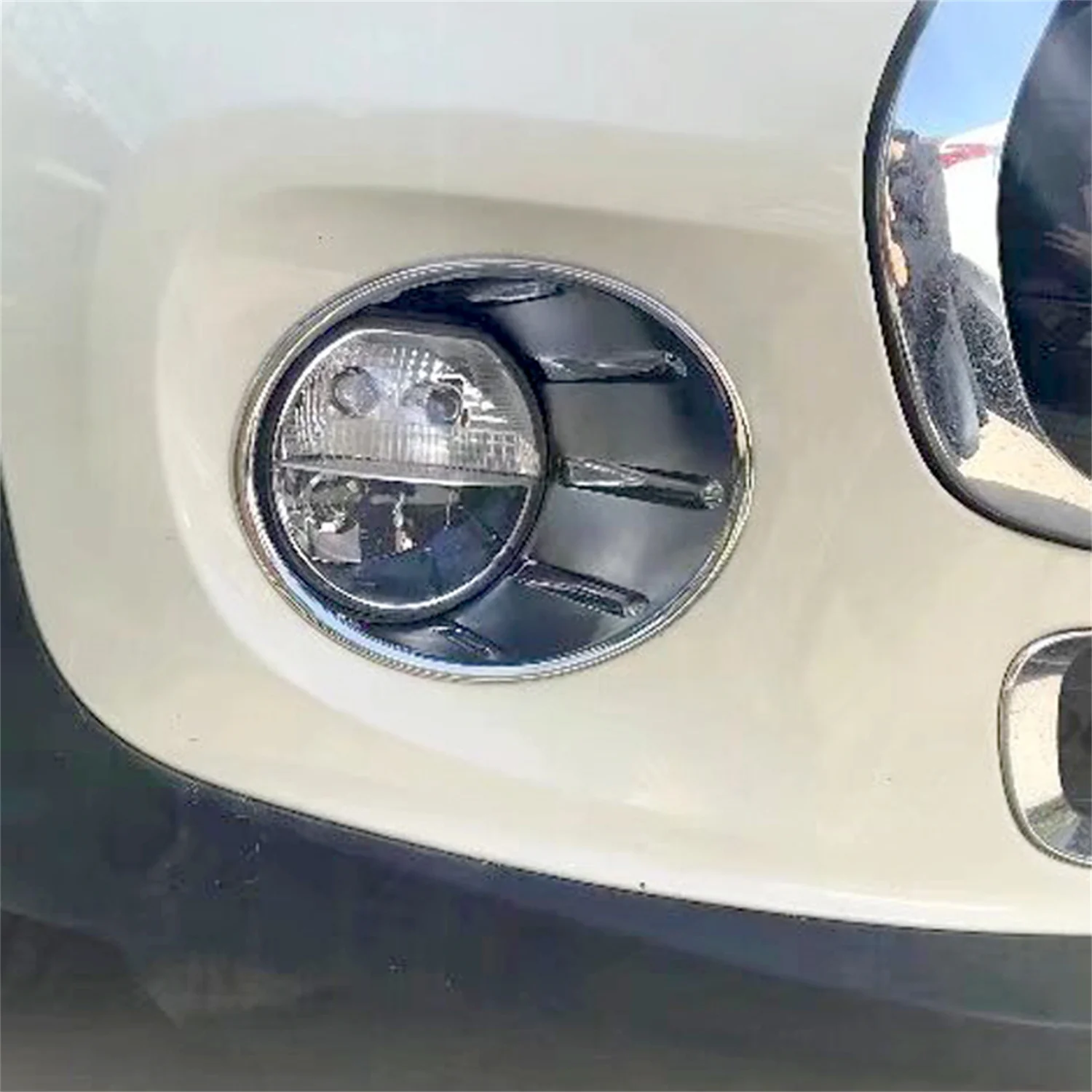 Фото Для BMW MINI F55 5-дверный, F56 3-дверный 2014-2021 хромированный внешний передний противотуманный фонарь, накладка на крышку лампы, ABS, внешние аксессуары, 2 шт. №3
