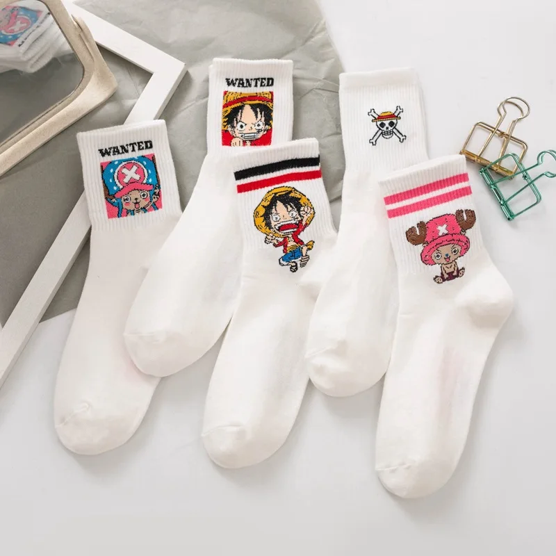 

Summer New One Piece Men's Women's Socks Cartoon Anime Luffy Unisex Harajuku Pure Cotton High Quality Fashion Casual Stockings