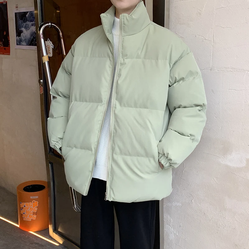 Classic Simple Solid Pure Color Winter Thick Warm Women Puffer Jacket Unisex Men High Streetwear Parkas Couple Coat Casual Chic