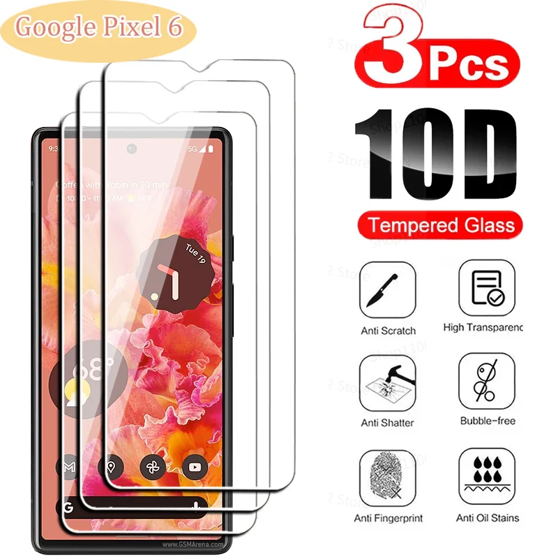 

3Pcs Tempered Glass for Google Pixel 6 Pro Screen Protectors on Google Pixel 6 Protective Glass Film