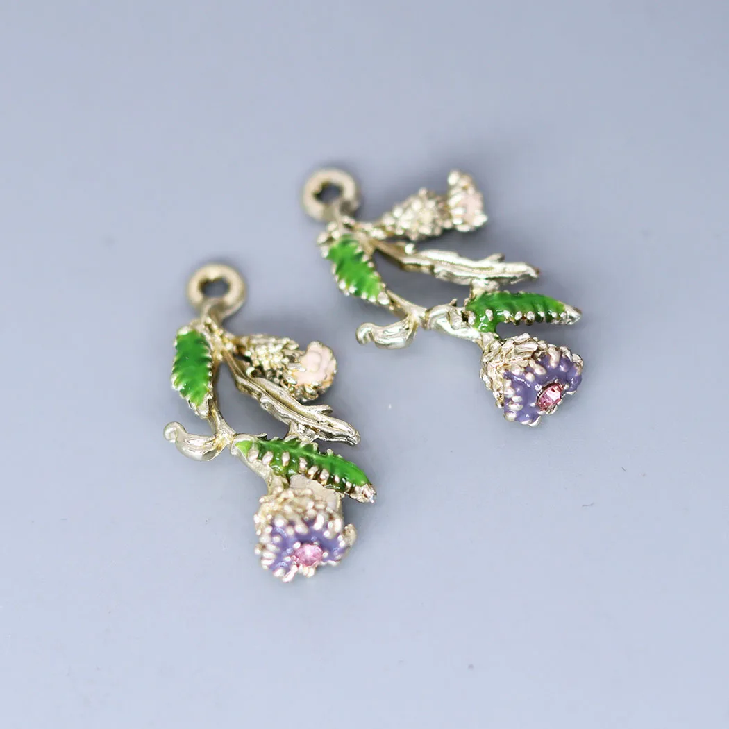 

5pcs/lot Bohemia Flower Green Leave Leaf Charm for Jewelry Metal Accessories DIY Charms For Jewelry Crafts Findings