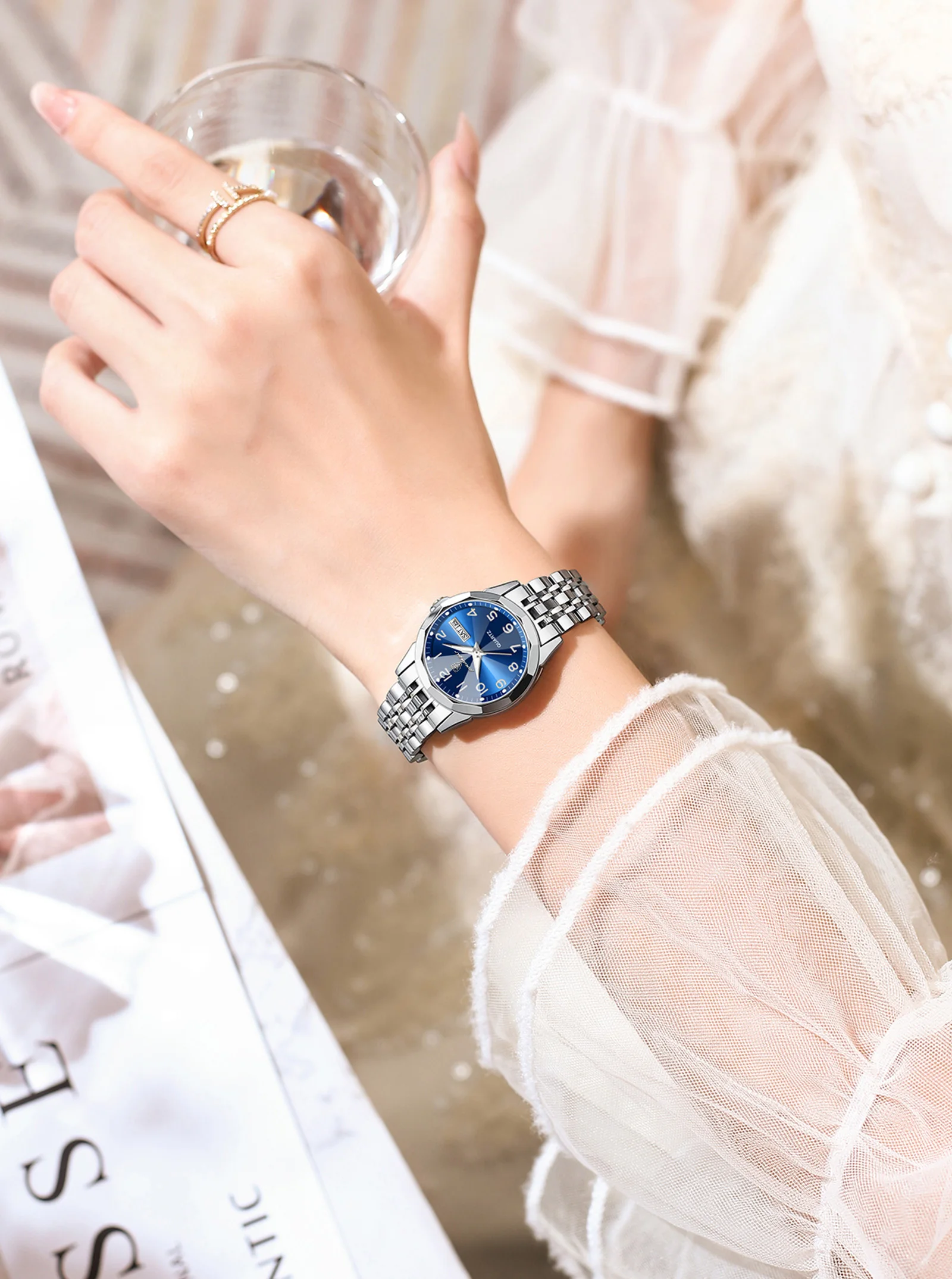 POEDAGAR модные женские часы элегантный тренд оригинальные кварцевые наручные для