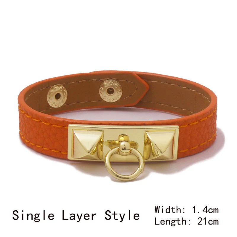 Браслет из искусственной кожи нержавеющей стали синий черный оранжевый 8 цветов