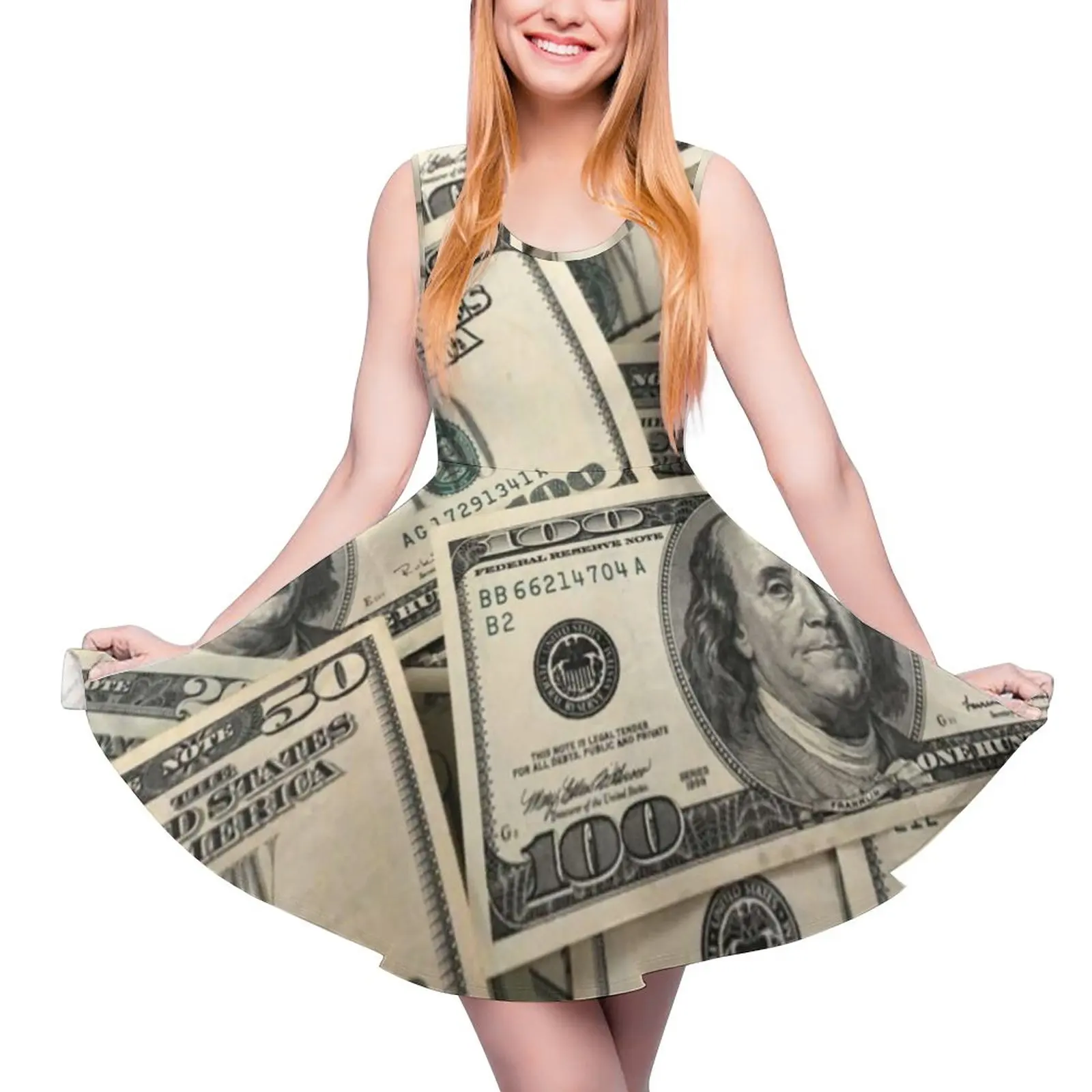 

Платье в долларовом стиле, женские платья, новинка, винтажное платье с принтом