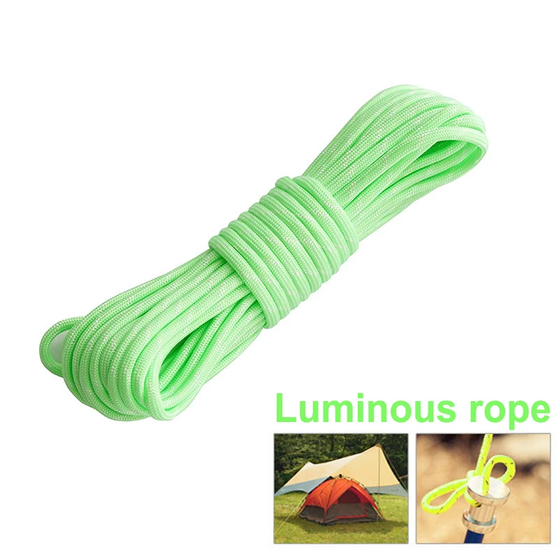 

20 Meters Dia.4mm 9 Stand Luminous Rope Parachute Cord Lanyard Rope Outdoor Camping Hiking Climbing Rope Survival Equipment
