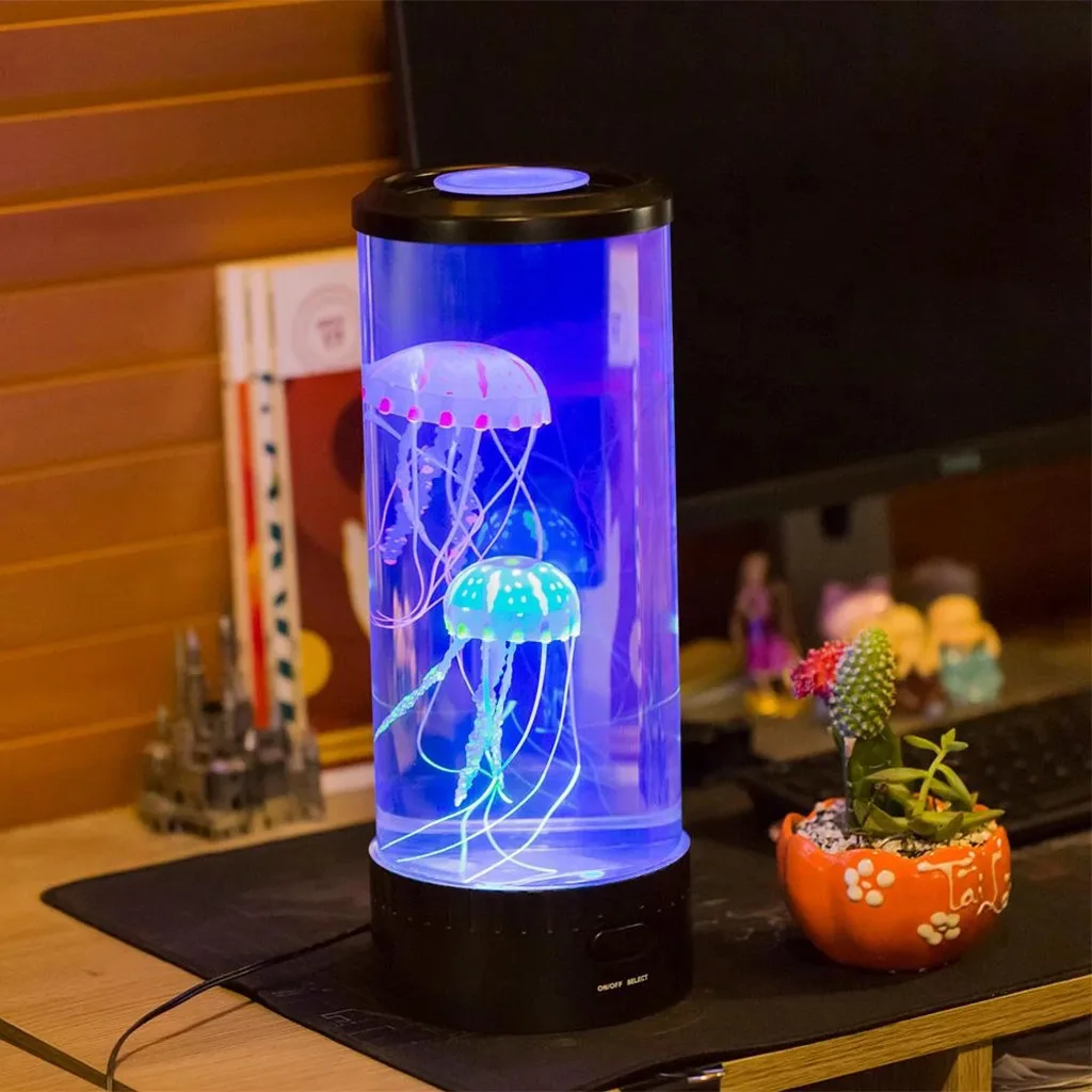 Lámpara de acuario que cambia de Color, luz de noche LED de medusas, lámpara de humor relajante de simulación, iluminación para sala de estar y dormitorio, regalo de nacimiento para niños