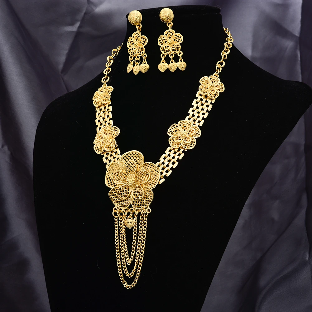 

Ethiopian Jewelry Set Dubai Gold Color Jewelry Sets African Flower Jewelry Set Choker Women Bridal Jewelry Set Design