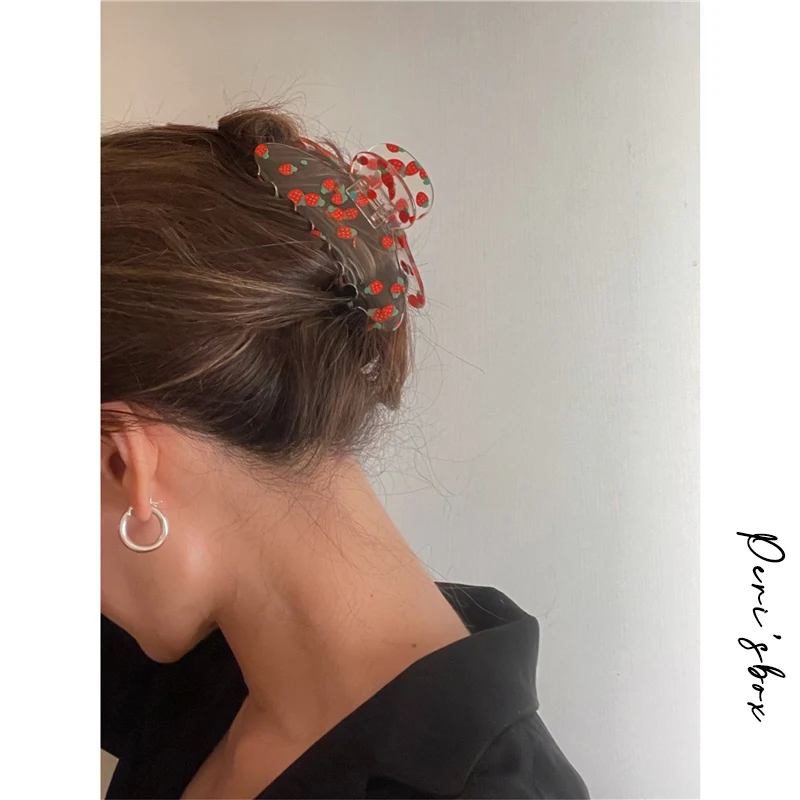 Заколка для волос Peri'sBox разноцветная летняя с фруктами и арбузами полукруглая