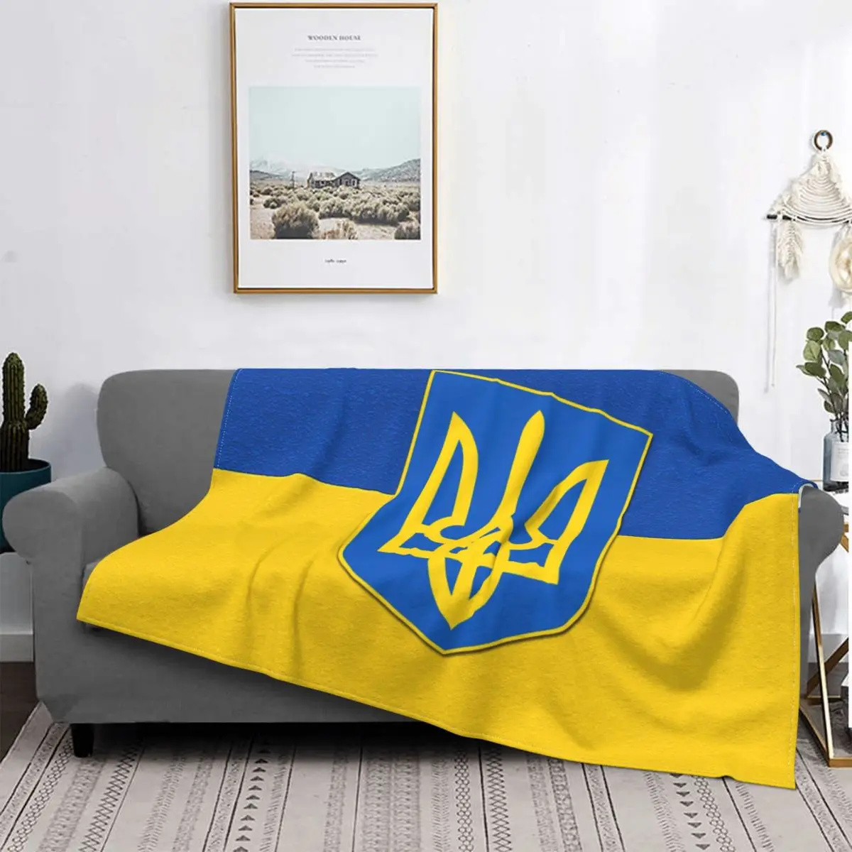 

Покрывало с флагом Украины и гербом Украины, Фланелевое флисовое теплое украинское патриотическое покрывало, покрывала для дивана
